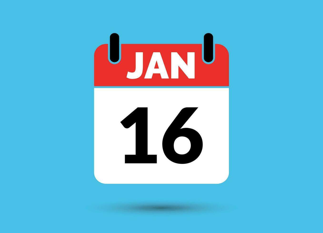 16 January Calendar Date Flat Icon Day 16 Vector Illustration