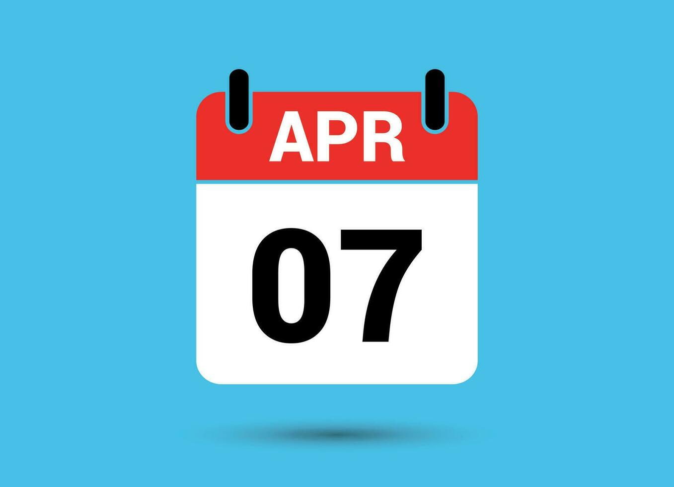 7 April Calendar Date Flat Icon Day 7 Vector Illustration