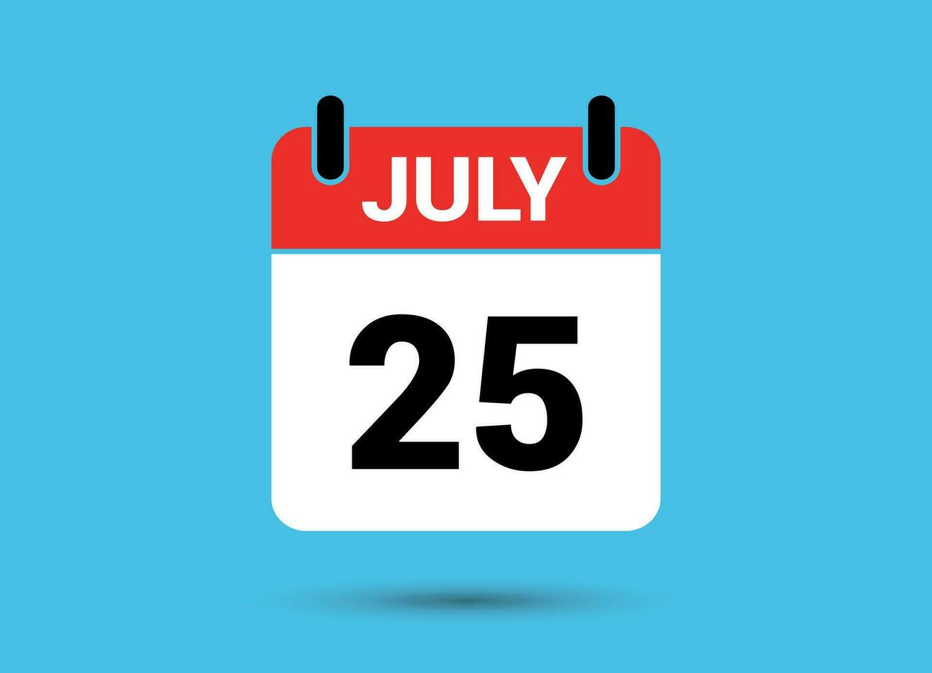 July 25 Calendar Date Flat Icon Day 25 Vector Illustration