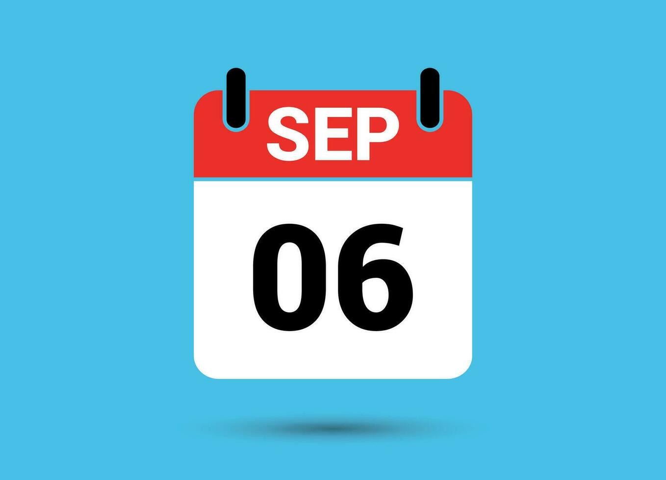 September 6 Calendar Date Flat Icon Day 6 Vector Illustration