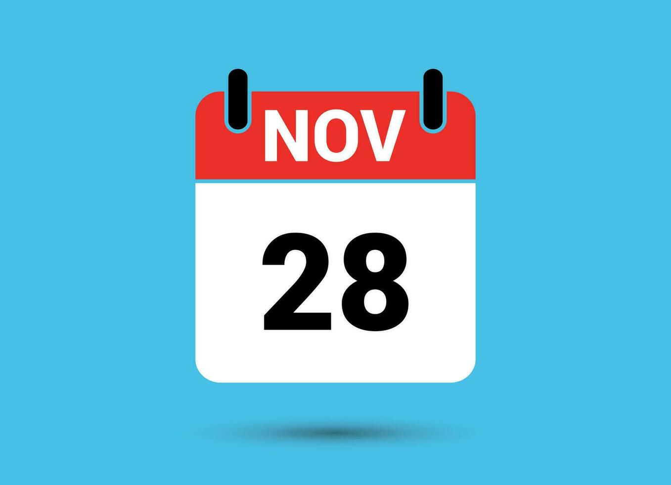 November 28 Calendar Date Flat Icon Day 28 Vector Illustration