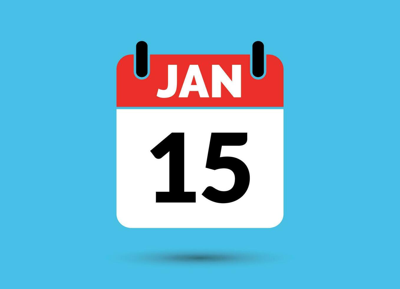 15 January Calendar Date Flat Icon Day 15 Vector Illustration