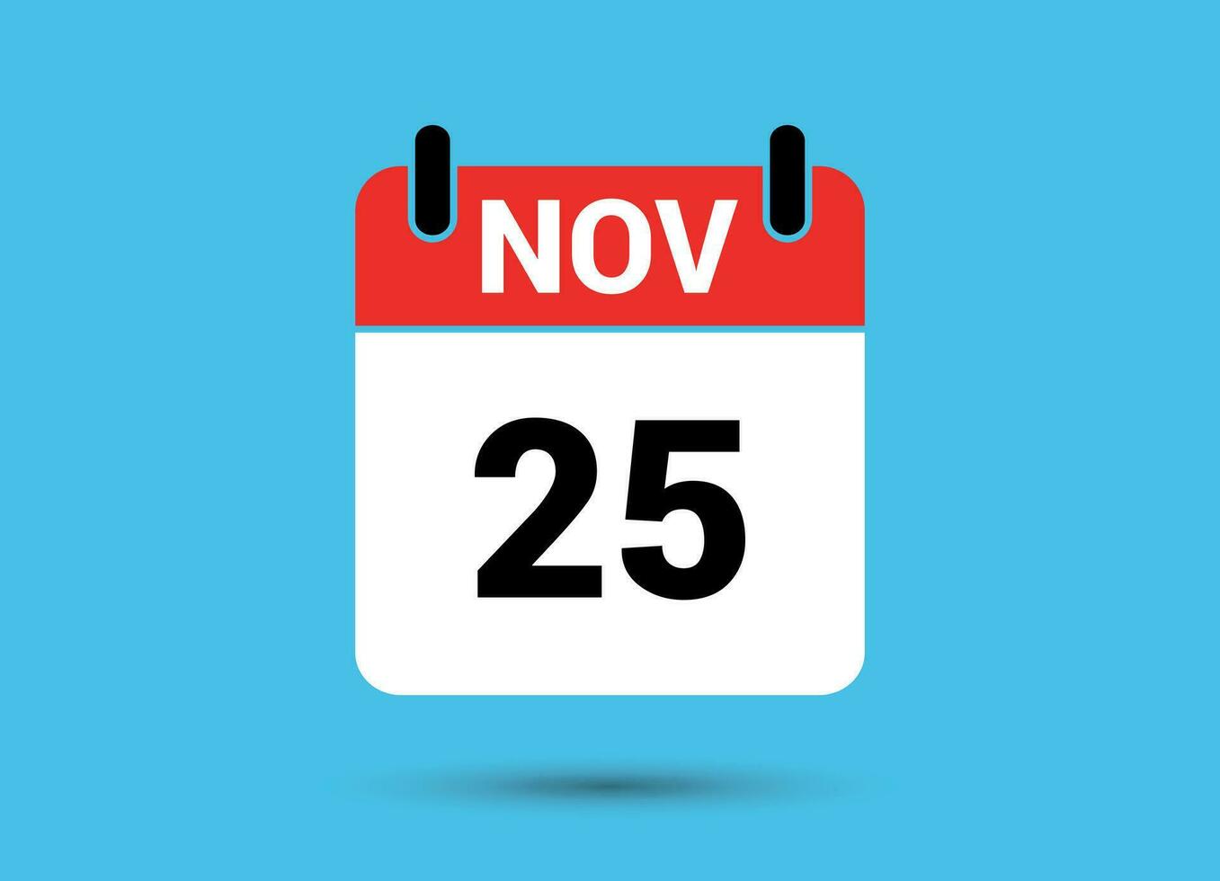 November 25 Calendar Date Flat Icon Day 25 Vector Illustration