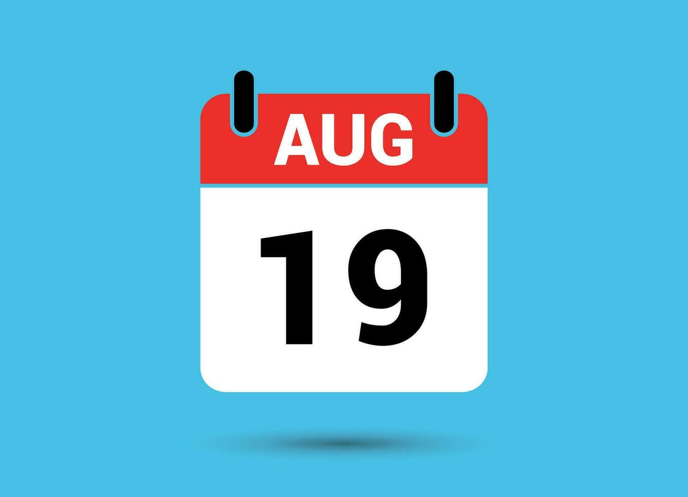 agosto 19 calendario fecha plano icono día 19 vector ilustración