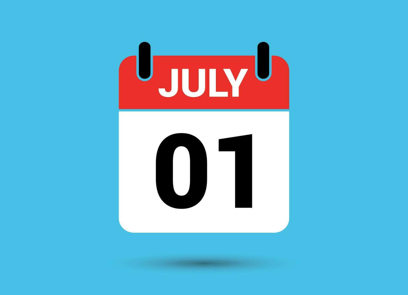 July 1 Calendar Date Flat Icon Day 1 Vector Illustration