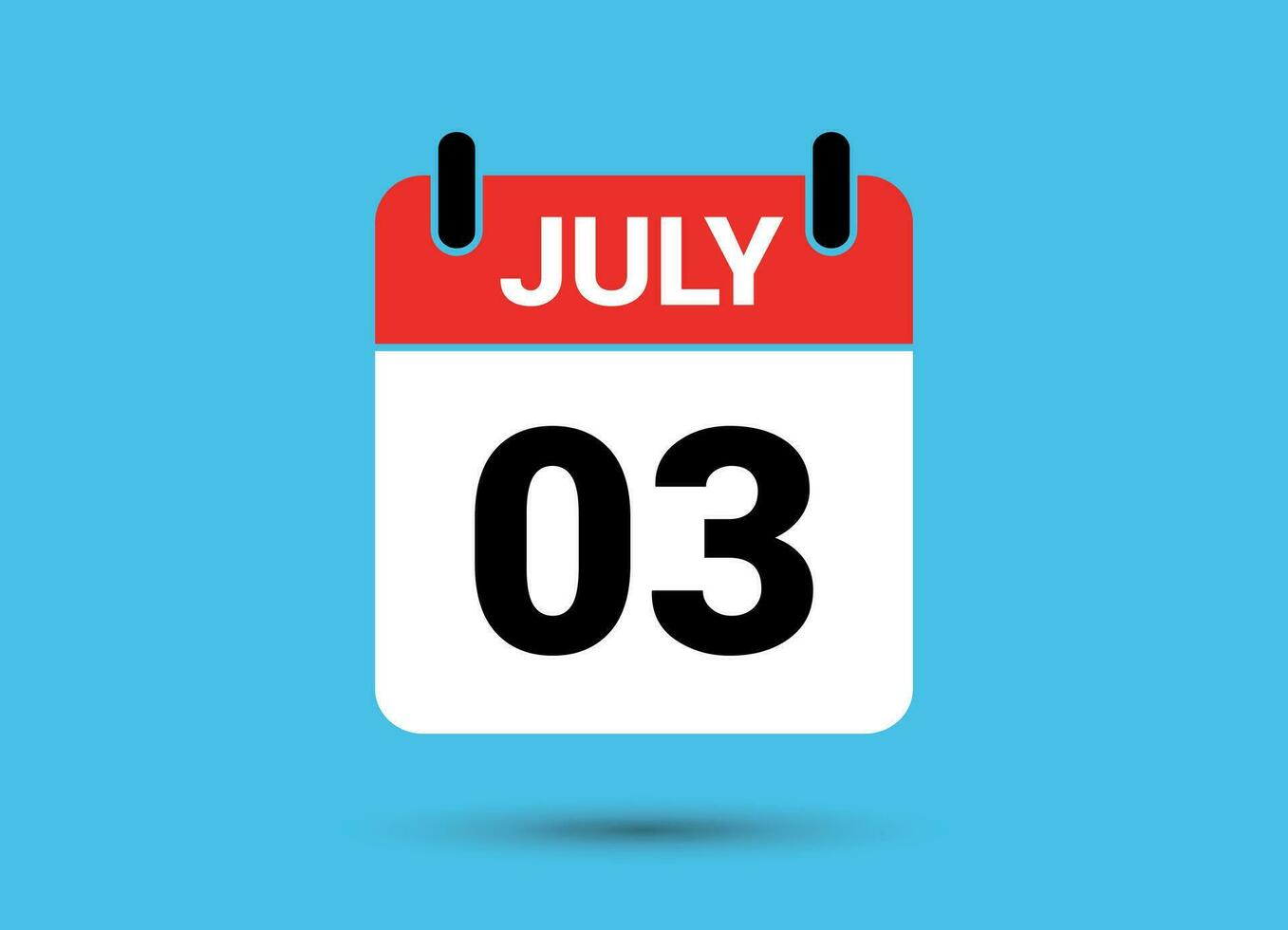 July 3 Calendar Date Flat Icon Day 3 Vector Illustration