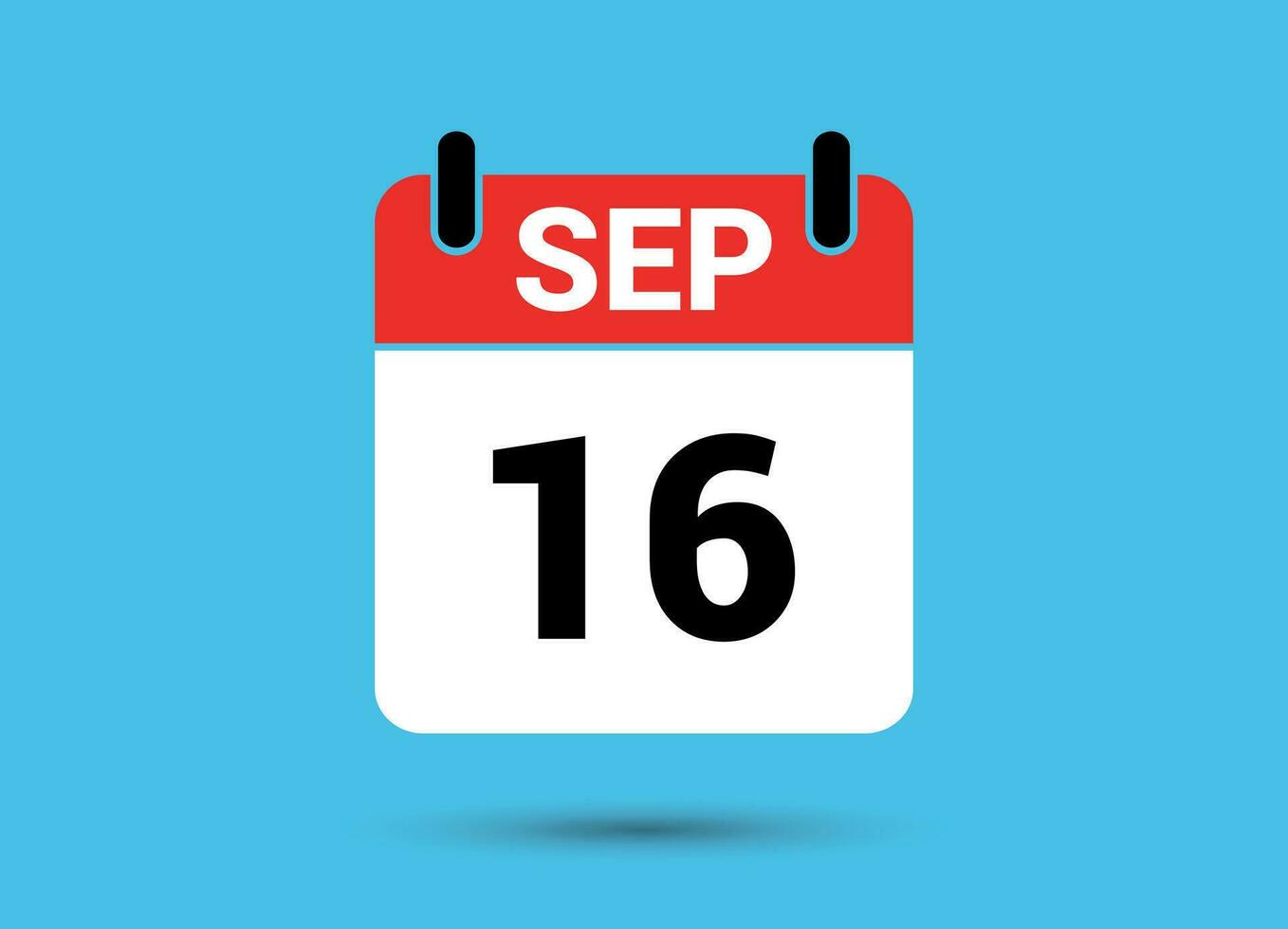 septiembre dieciséis calendario fecha plano icono día dieciséis vector ilustración