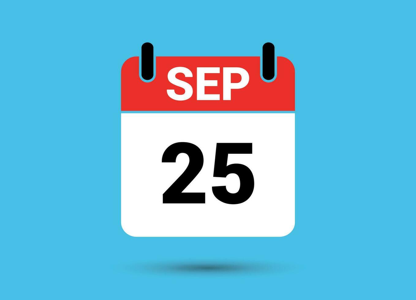 septiembre 25 calendario fecha plano icono día 25 vector ilustración