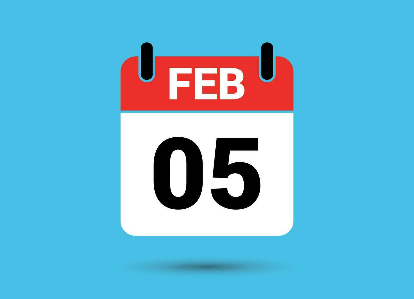 5 February Calendar Date Flat Icon Day 5 Vector Illustration