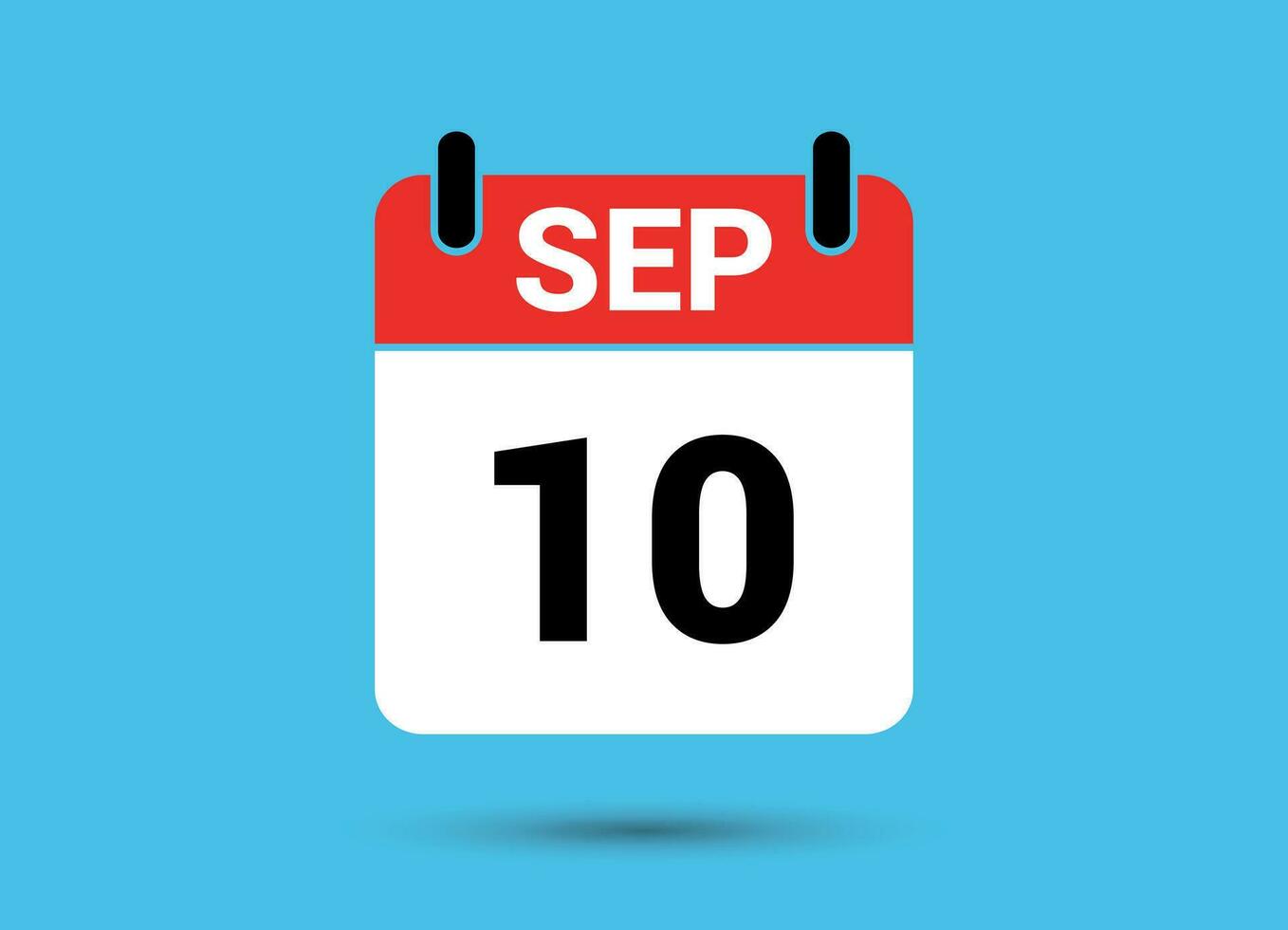 September 10 Calendar Date Flat Icon Day 10 Vector Illustration