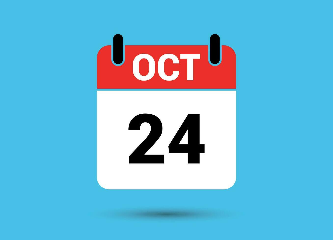 October 24 Calendar Date Flat Icon Day 24 Vector Illustration