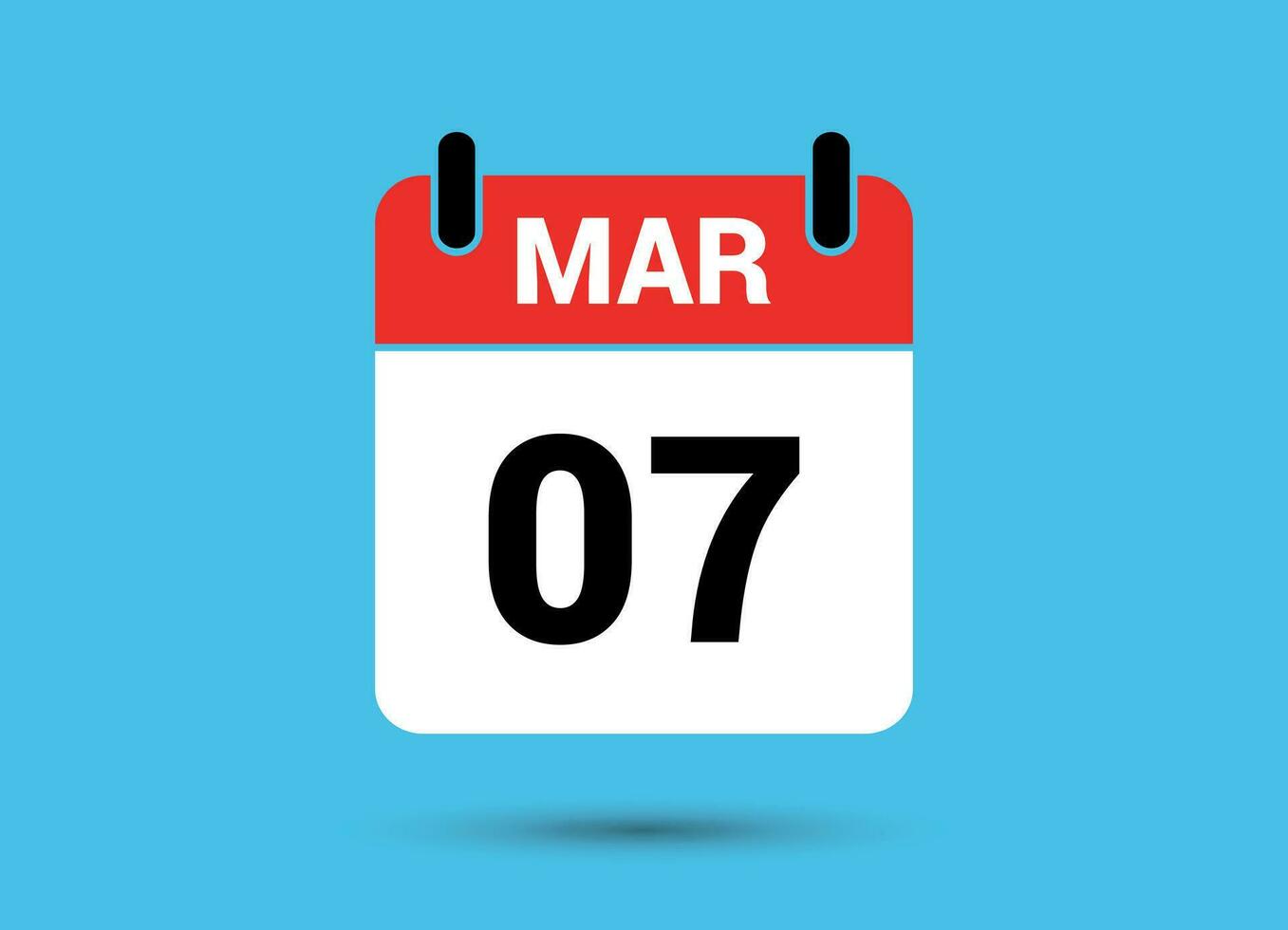 7 March Calendar Date Flat Icon Day 7 Vector Illustration