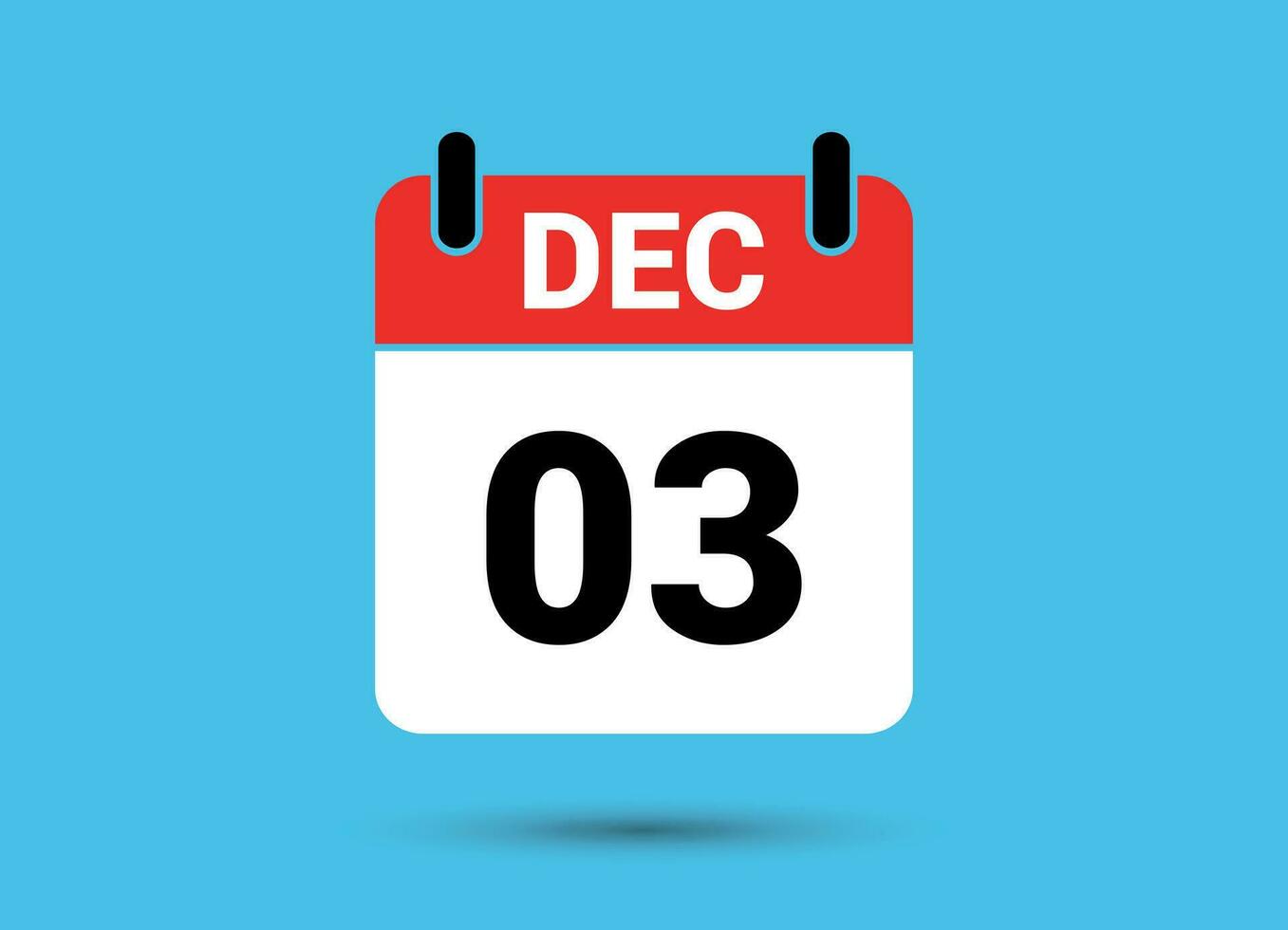 December 3 Calendar Date Flat Icon Day 3 Vector Illustration