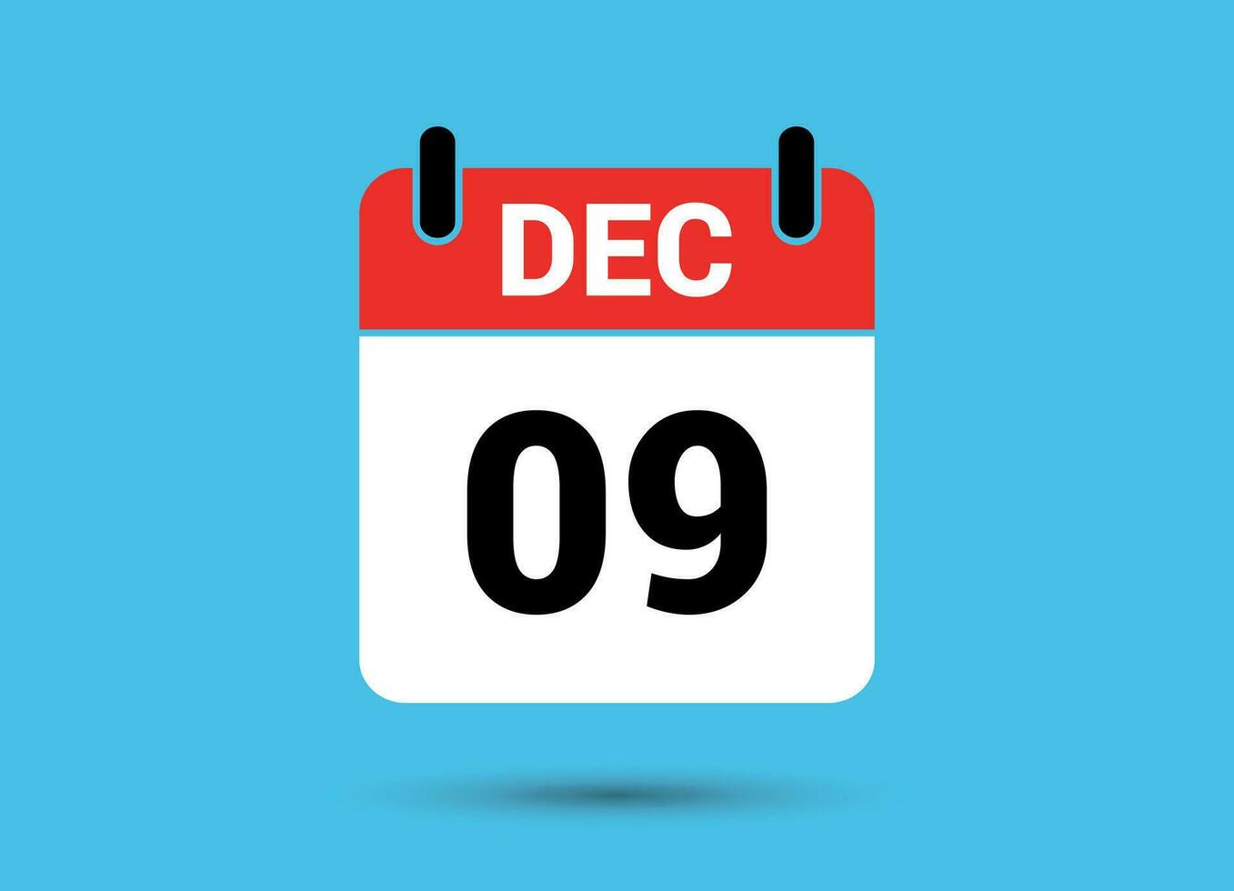 diciembre 9 9 calendario fecha plano icono día 9 9 vector ilustración