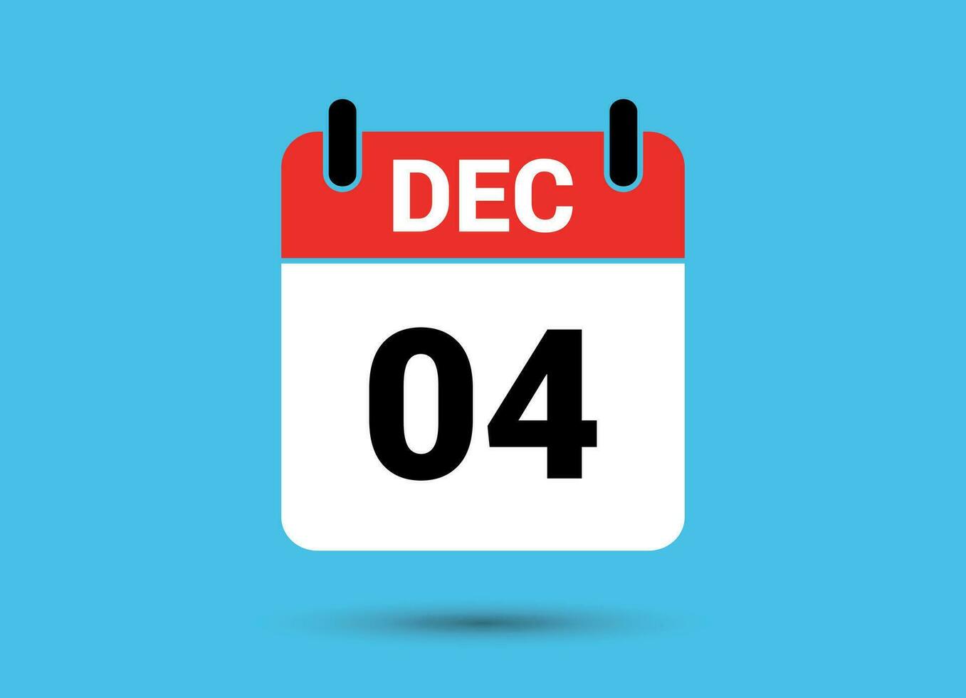 December 4 Calendar Date Flat Icon Day 4 Vector Illustration