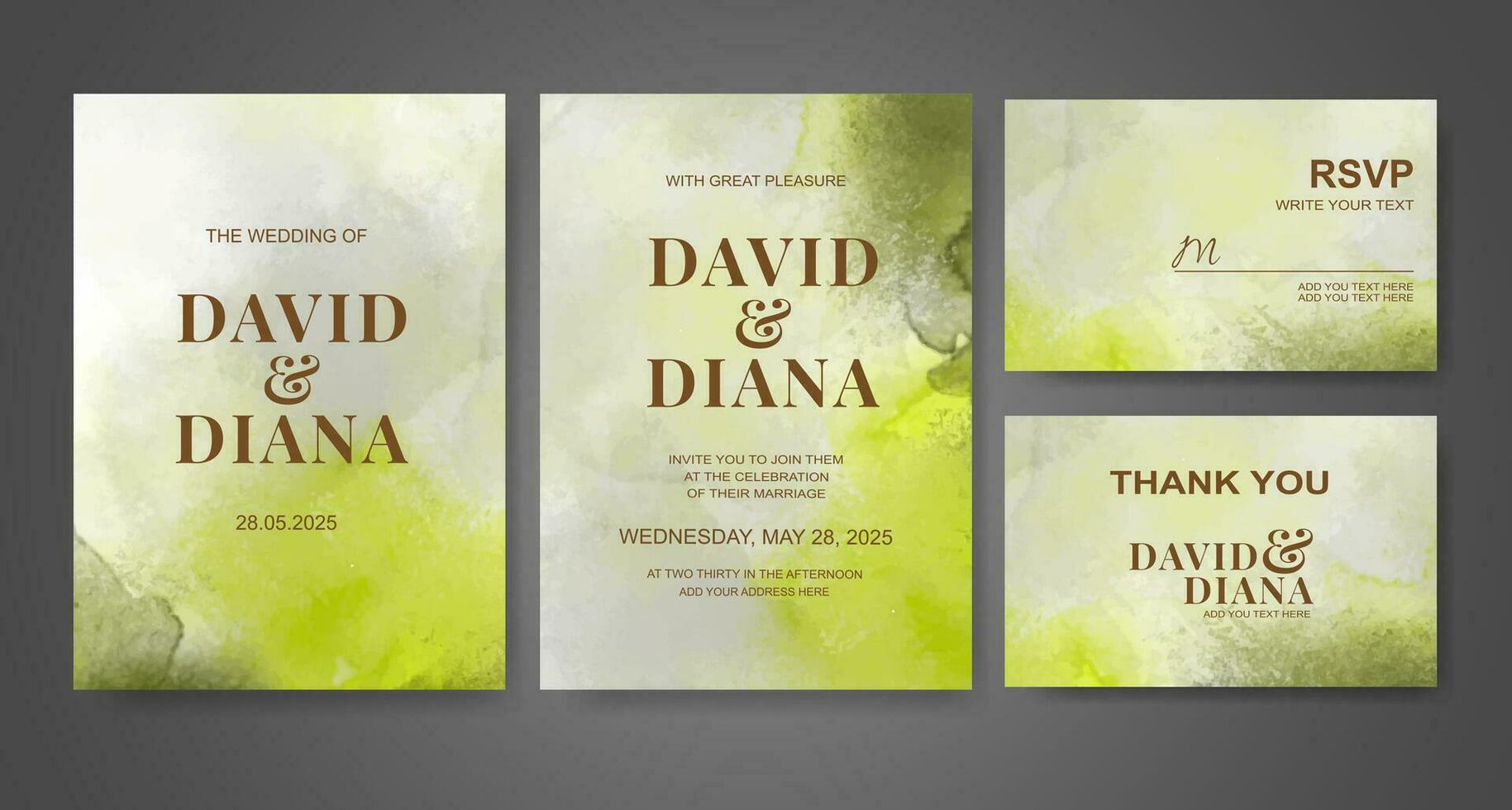 Wedding invitation with abstract watercolor background vector