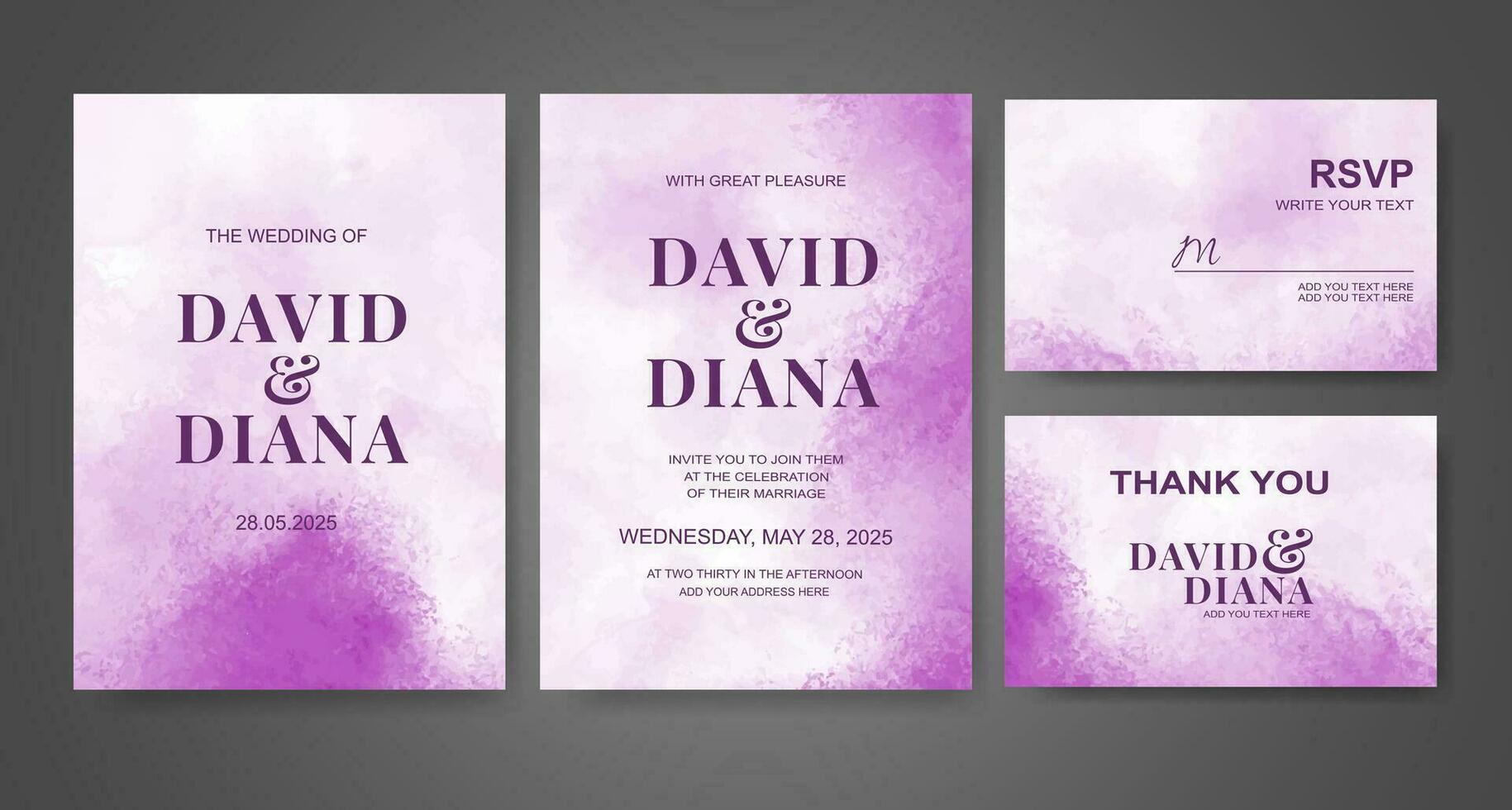 Wedding invitation with abstract watercolor background vector