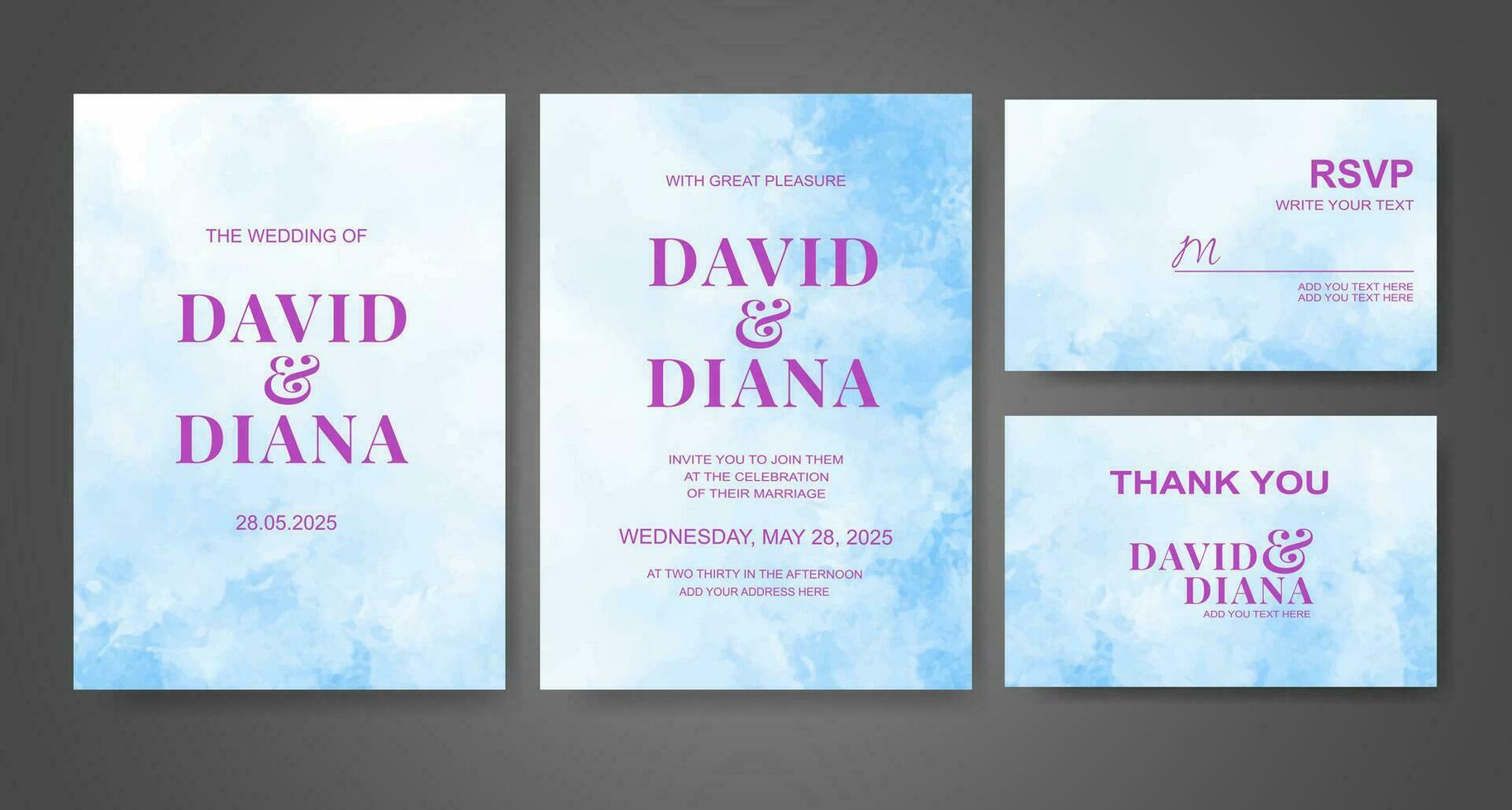 Wedding invitation with abstract watercolor background vector