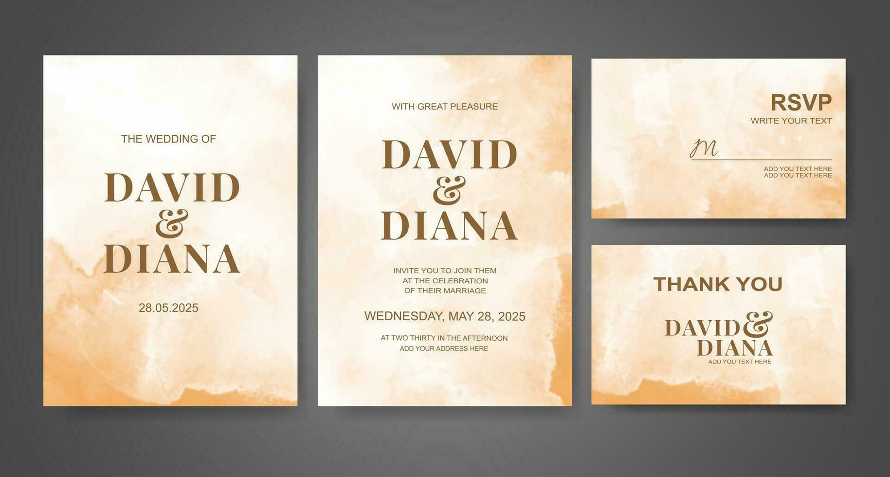 Wedding invitation with abstract watercolor background vector