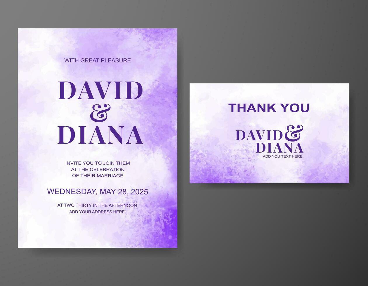 Wedding invitation with abstract watercolor background vector