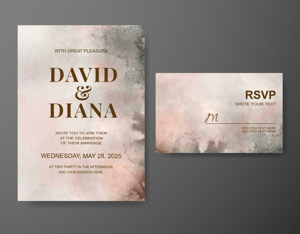 Wedding invitation with abstract watercolor background vector