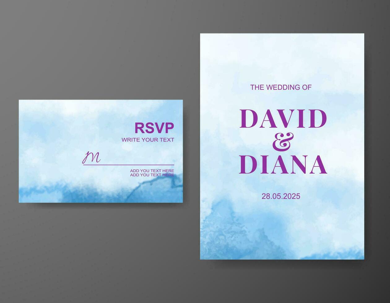 Wedding invitation with abstract watercolor background vector