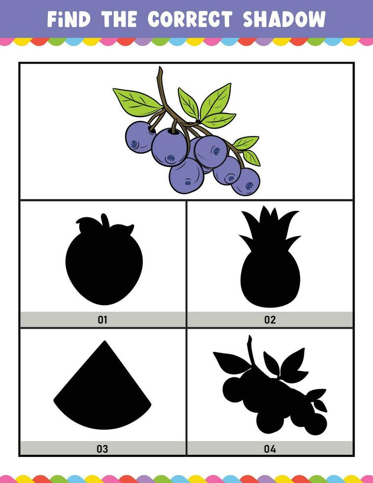 encontrar el correcto sombra educativo sombra partido juego hoja de cálculo para niños dibujos animados vector ilustración