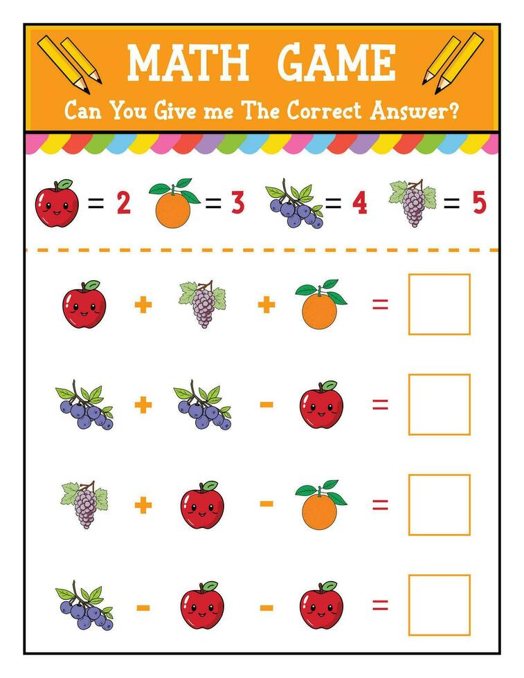 Preschool math game for kids Counting game with Fruit vector
