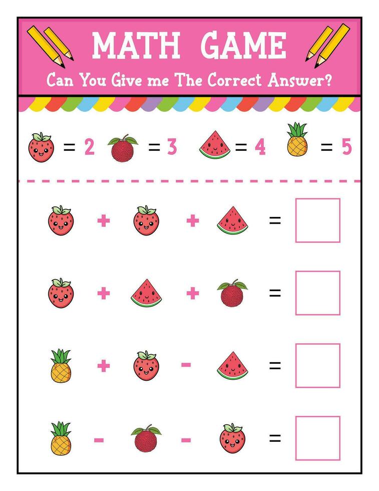Preschool math game for kids Counting game with Fruit vector