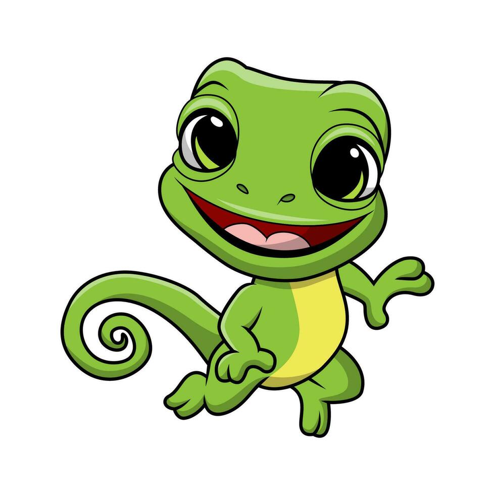 Cute chameleon cartoon on white background vector