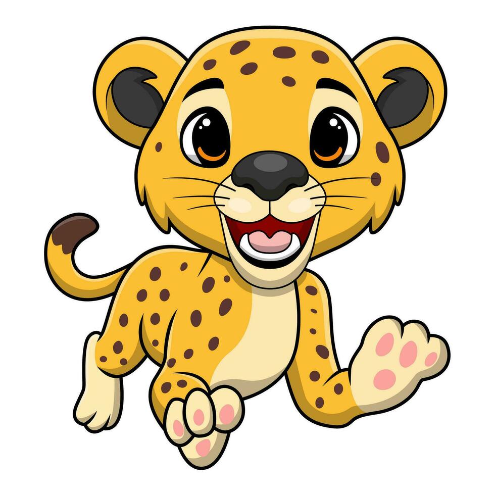 Cute leopard cartoon on white background vector