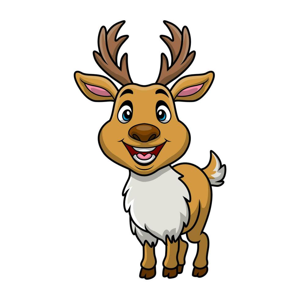 Cute deer cartoon on white background vector