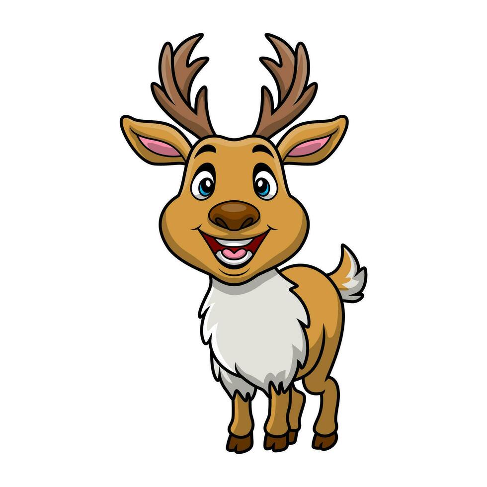 lindo, venado, caricatura, blanco, plano de fondo vector