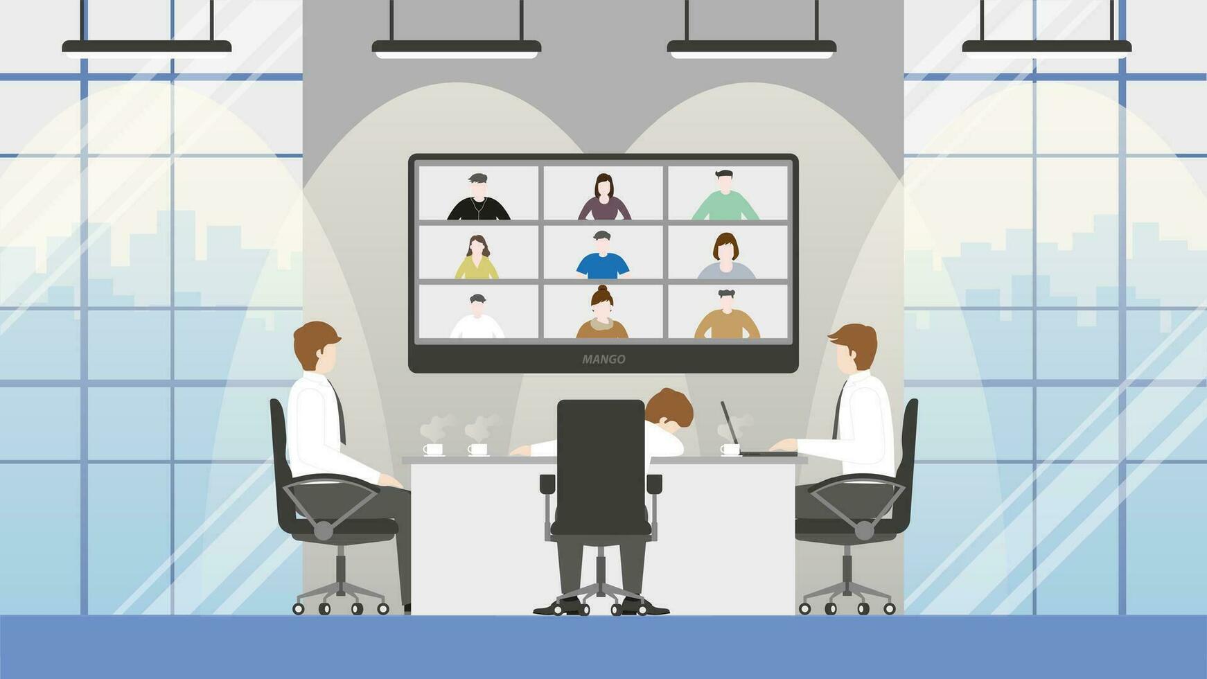 Teleconference business people brainstorming meeting vector