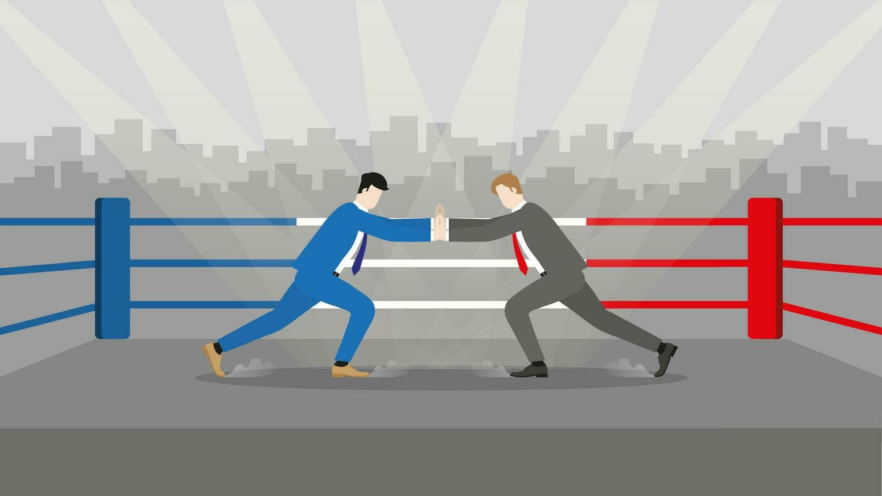 usiness competitor in boxing stage hand to hand wresting strike vector
