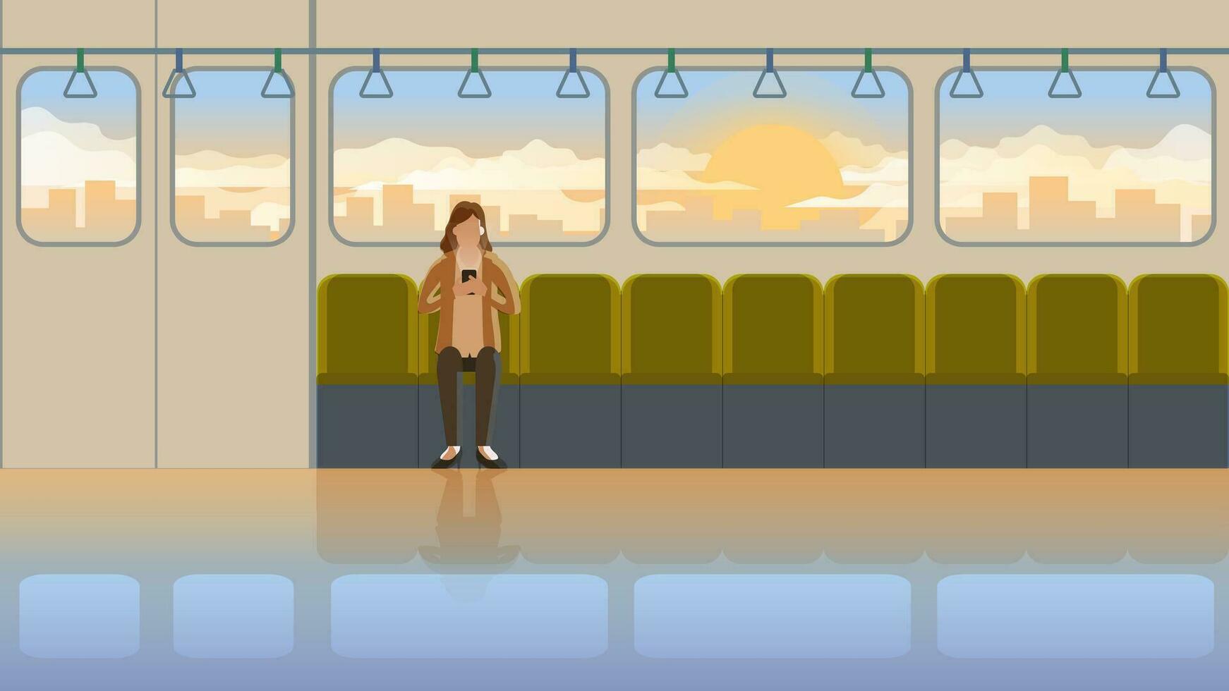 Employee salary woman using smart phone while going to office. vector