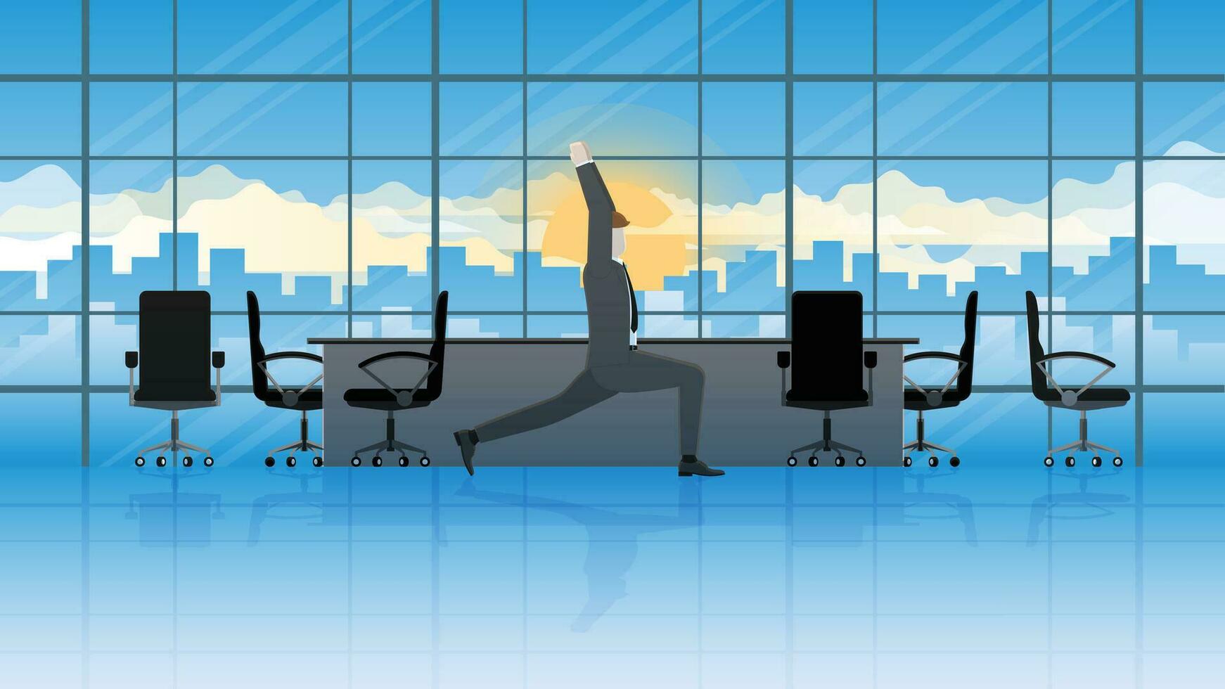 Businessman relieve stress in office conference room after serious meeting vector