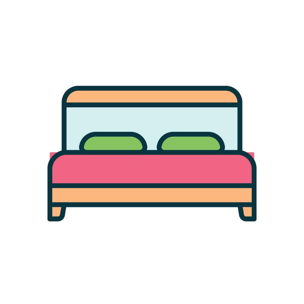 Icon of a bed for rest and a pair of pillows vector