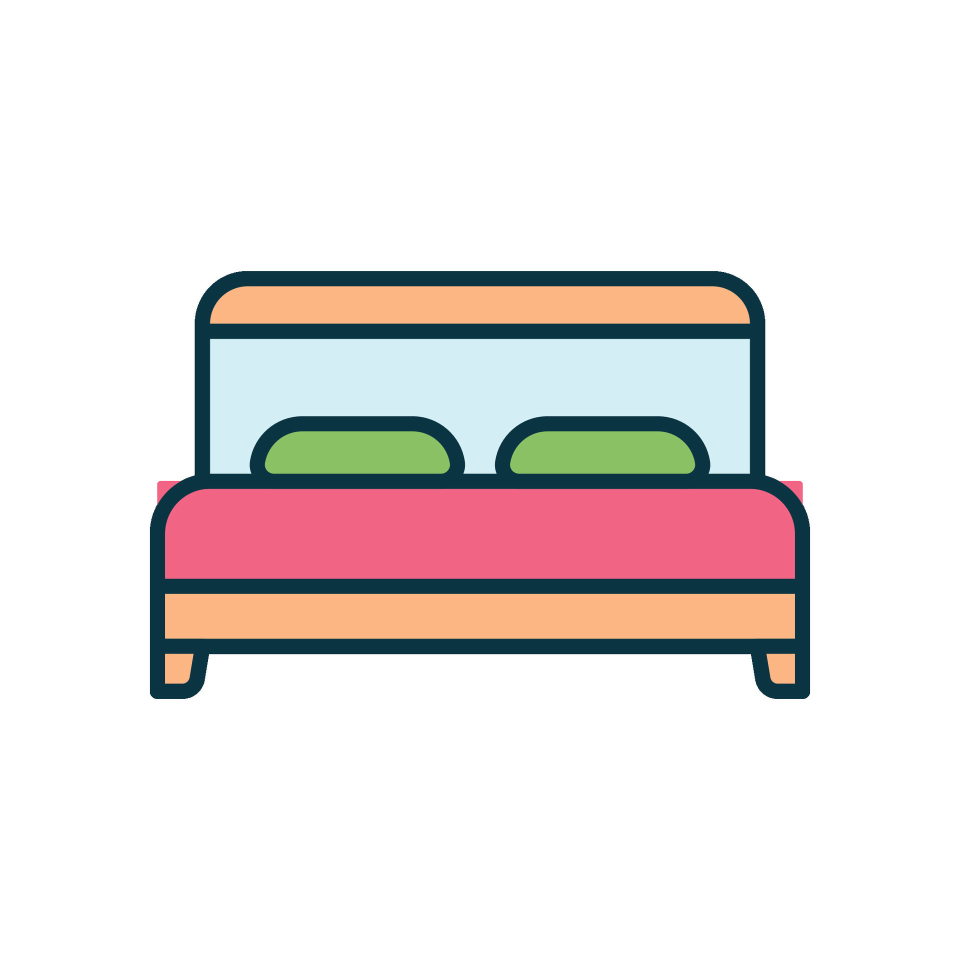 Icon of a bed for rest and a pair of pillows 32461346 Vector Art at