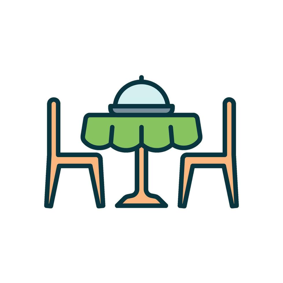 Dining table icon for a place to eat dishes vector