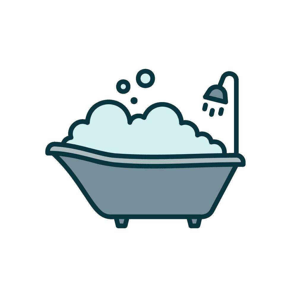 Bathtub icon full of foam vector