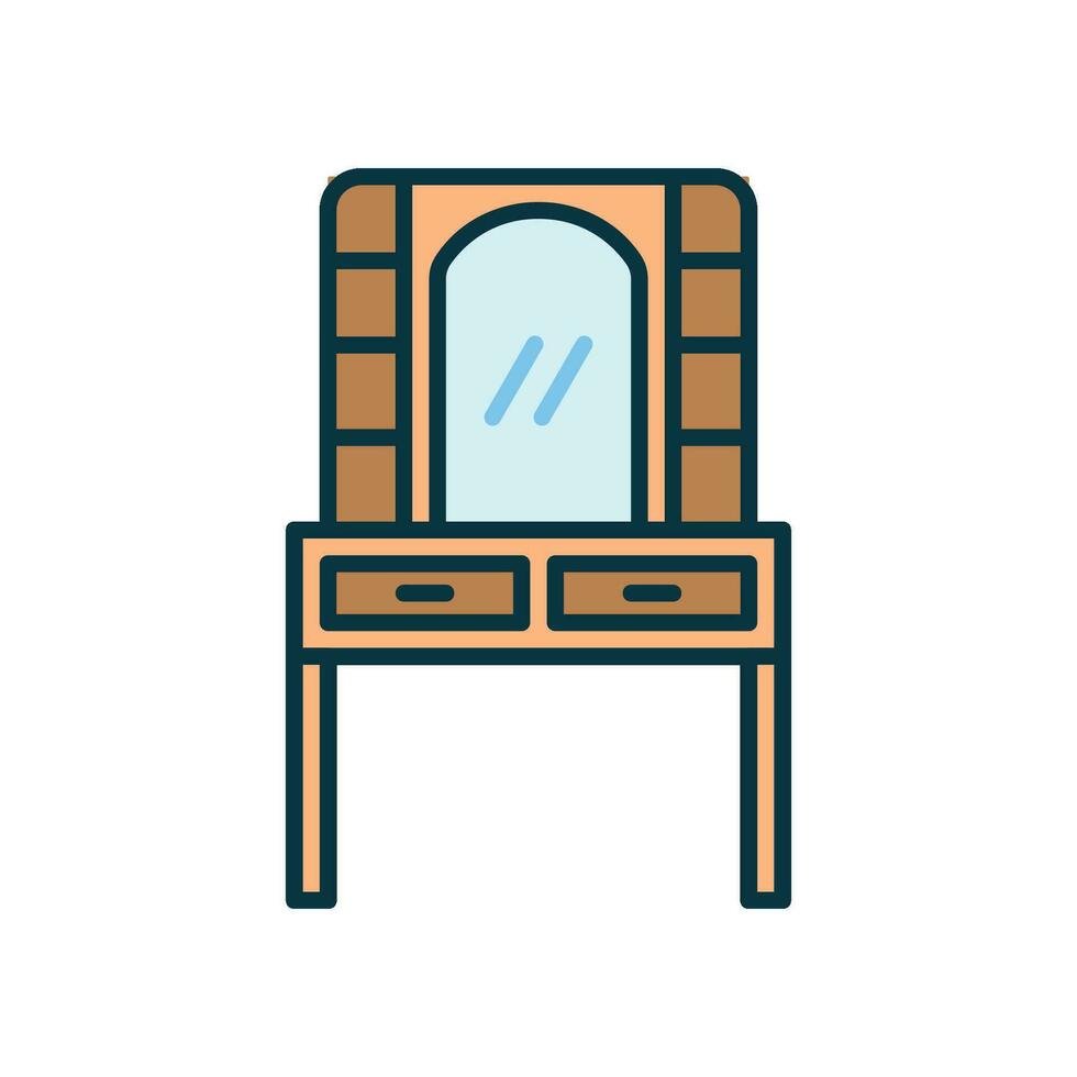 Dressing table icon with mirror and drawers for dressing up vector