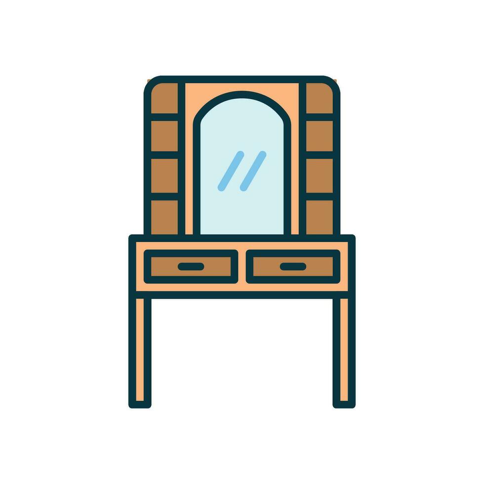 vendaje mesa icono con espejo y cajones para vendaje arriba vector