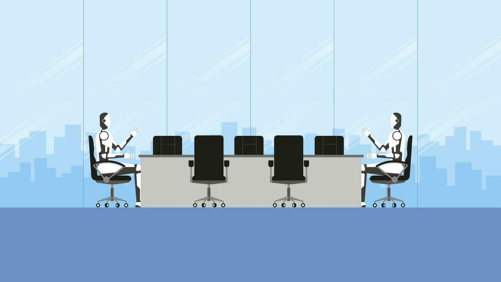 Artificial intelligence mechanism robots work together as a team vector