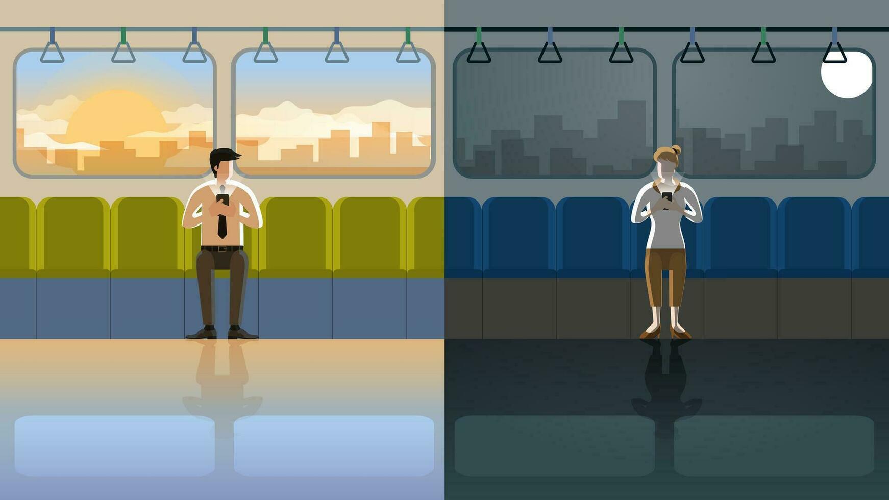 Long distance relation of men and women live in different time zone vector