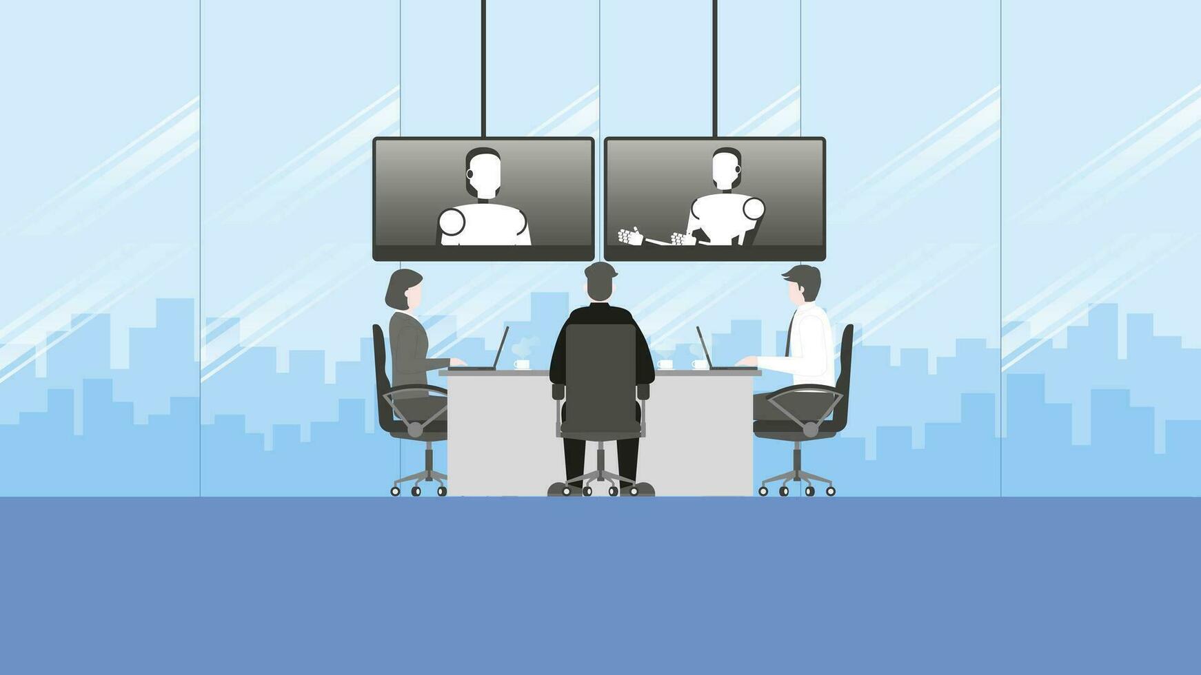 Technology concept of business online meeting teleconference video call in futur vector