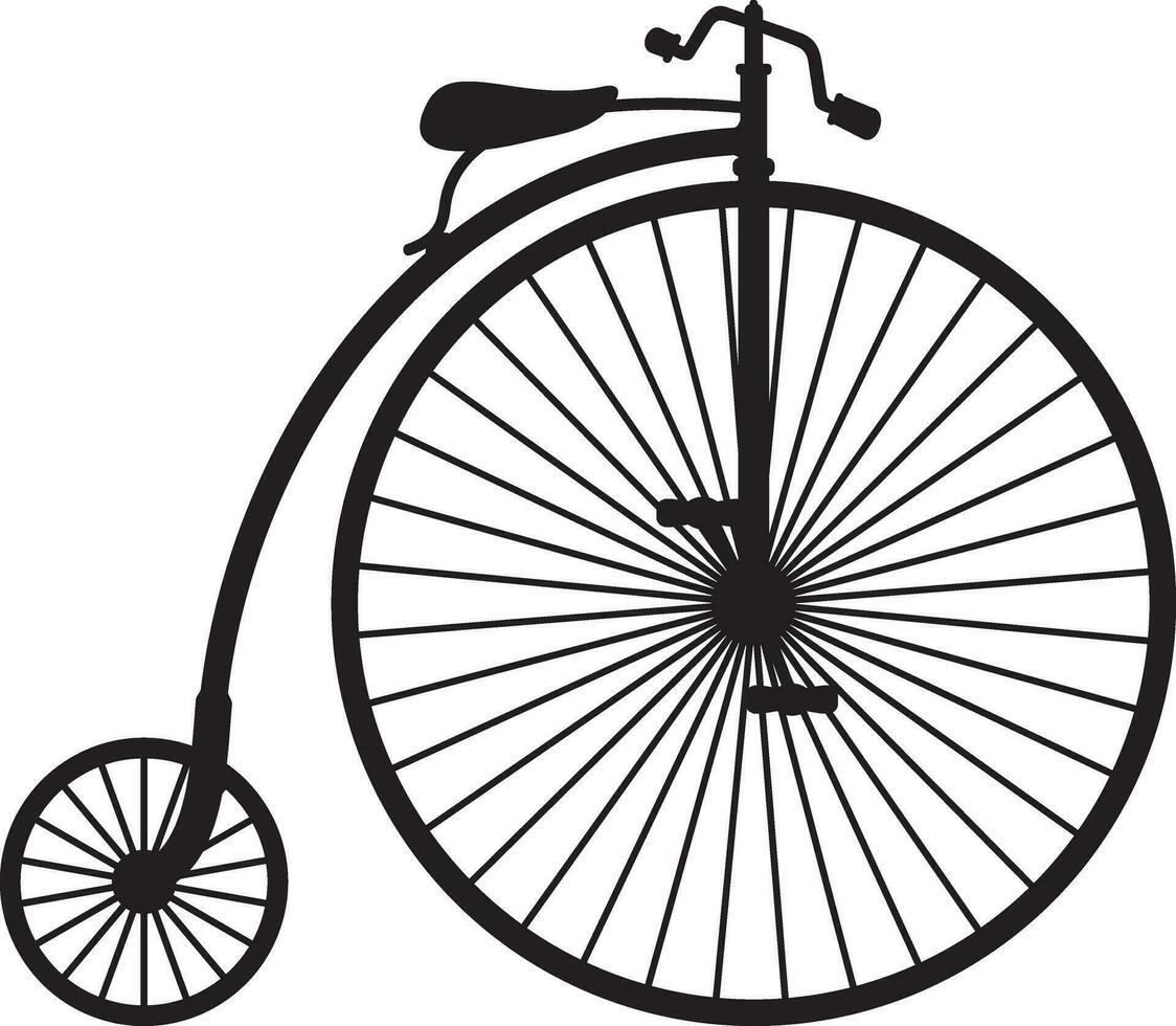 Penny - Farthing or High Wheel Bicycle. Vector Illustration.