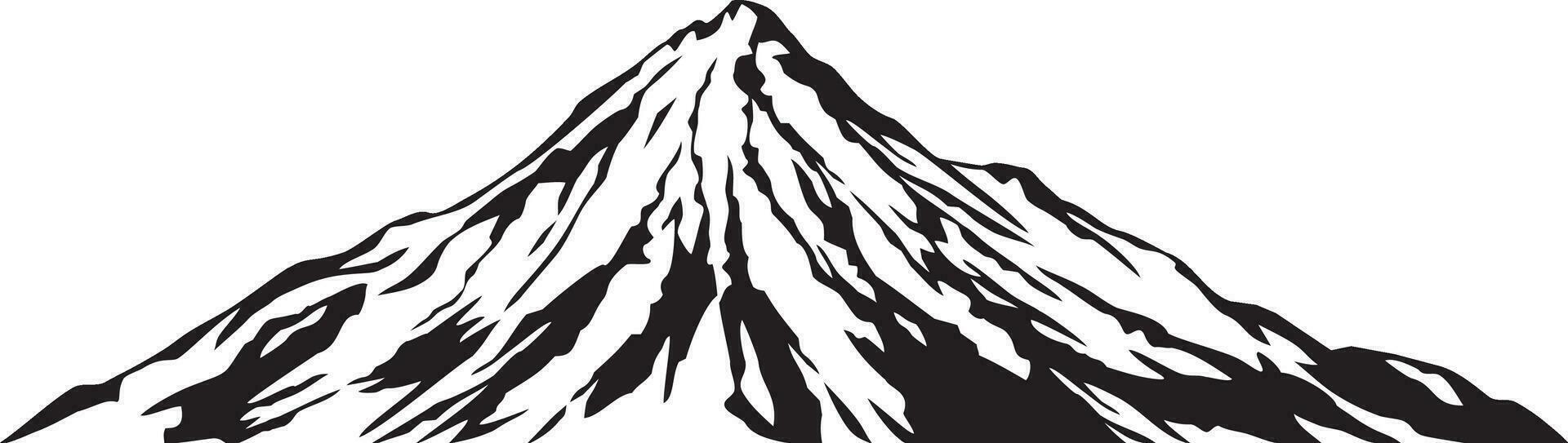 Rocky Mountain Landscape Black and White. Vector Illustration.