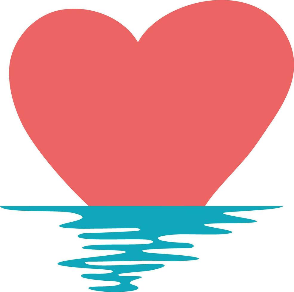 Sunset Heart Reflection Color. Vector Illustration.