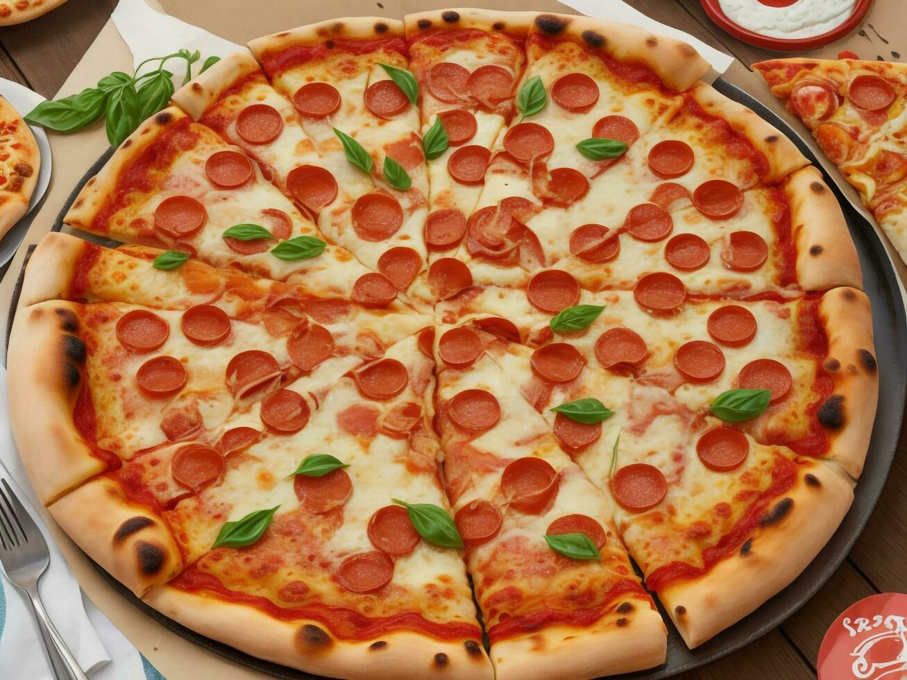pizza beautiful close up image ai generated photo